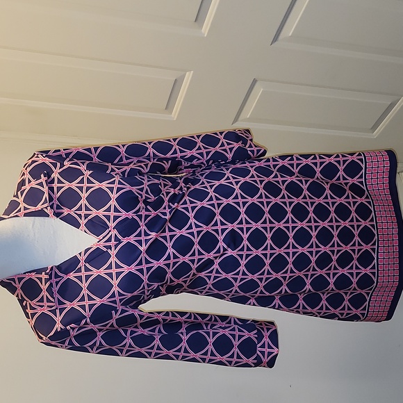 JB Julie Brown Milo Navy Blue & Pink Geometric Printed Wrap Dress XL - Picture 2 of 9